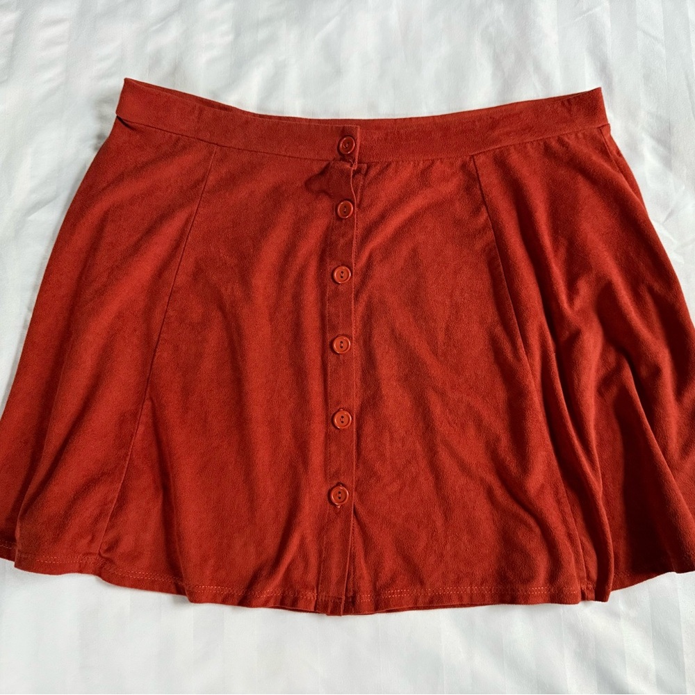 Love Culture Terracotta Button-Front Skater Skirt Size Large EUC